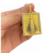 Pingente Nossa Senhora Pedras Cravejadas Banhado Ouro 18k Pingente Nossa Senhora Pedras Cravejadas Banhado Ouro 18k