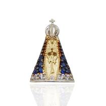 Pingente Nossa Senhora Zircônias Em Ouro 18k 12mm