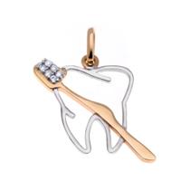 Pingente Odonto Com 6 Diamantes Em Ouro 18K Pingente Odonto Com 6 Diamantes Em Ouro 18K