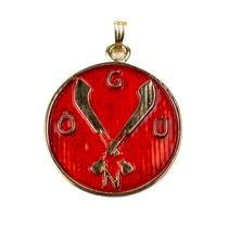 Pingente Ogum Azul e Vermelho Espadas 3,5 Cm Metal Dourado