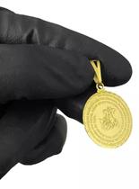 Pingente Oração De São Jorge Redondo Banhado A Ouro 18k