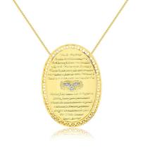 Pingente Oração Divino Espírito Santo Folheado Ouro Zircônia Pingente Oração Divino Espírito Santo Folheado Ouro Zircônia