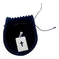 Pingente Oração Pai Nosso RELEVO E Cruz Vazada PRATA 3 CM