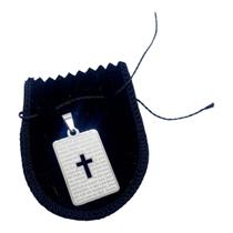 Pingente Oração Pai Nosso RELEVO E Cruz Vazada PRATA 4 CM