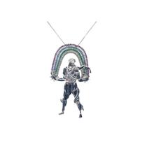 Pingente orixá oxumaré banhado a rhodium com micro zircônia