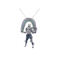 Pingente orixá oxumaré banhado a rhodium com micro zircônia