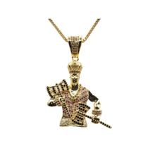 Pingente orixá xangô banhado a ouro 18k com micro zircônia