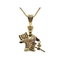 Pingente orixá xangô banhado a ouro 18k com micro zircônia