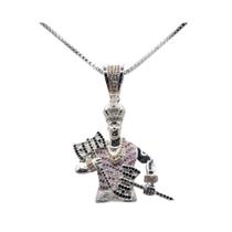 Pingente orixá xangô banhado a rhodium com micro zircônia