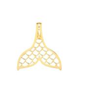 Pingente Ouro 18 Kilates Cauda de Sereia Escamas Vazadas 1 Grama 11 mm