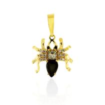 Pingente Ouro 18k Aranha opistossoma negra c/ Zircônias P1422