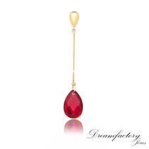 Pingente Ouro 18k Com Zircônia Formato Gota Briolet