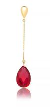 Pingente Ouro 18k Com Zircônia Formato Gota Briolet Vermelho Rubi