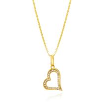 Pingente Ouro 18k Coração Vazado Com Zircônias G5180
