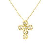 Pingente Ouro 18k Cruz Crucifixo Bolinhas Com Zircônias P493