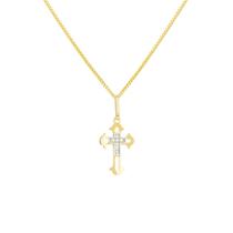 Pingente Ouro 18k Cruz Crucifixo Com Zircônia G3506