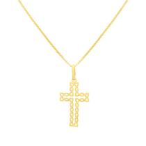 Pingente Ouro 18k Cruz Crucifixo Entrelaçado Liso G230