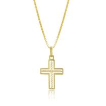 Pingente Ouro 18k Cruz Crucifixo Espelhado Centro Trabalhado RPL-418