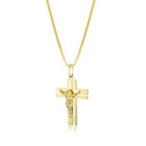 Pingente Ouro 18k Cruz Crucifixo Espelhado Cristo RPL-420