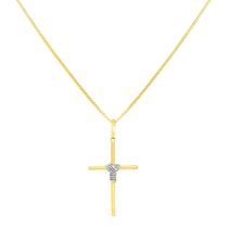 Pingente Ouro 18k Cruz Crucifixo Fio Ródio Polido G3474