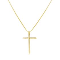 Pingente Ouro 18k Cruz Crucifixo Lisa Zircônias Internas P007