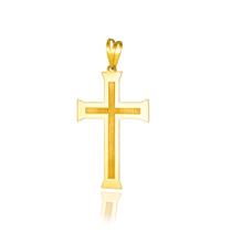 Pingente Ouro 18k Cruz Crucifixo Masculino Espelhado Centro Fosco GG D023