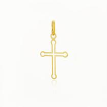 Pingente Ouro 18k Cruz Crucifixo Vazado Ponta Redonda Lisa Espelhada Pingente Ouro 18k Cruz Crucifixo Vazado Ponta Redonda Lisa Espelhada