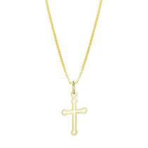 Pingente Ouro 18k Cruz Crucifixo Vazado Ponta Redonda Lisa Espelhada PG-158