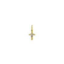 Pingente Ouro 18k Cruz Palito com Detalhe em Ouro Branco 10 mm