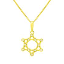 Pingente Ouro 18k Estrela De Davi 12mm Com Zircônia P453