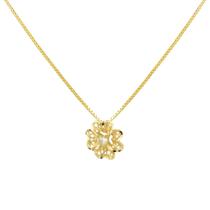 Pingente Ouro 18k Flor Coração Tipo Trevo Com Zircônia P1215