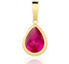 Pingente Ouro 18K Gota Zircônia - VERMELHO Pingente Ouro 18K Gota Zircônia - VERMELHO