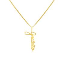 Pingente Ouro 18k Palavra Gratidão Espelhada P528