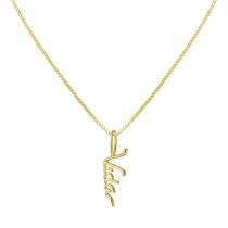Pingente Ouro 18k Palavra Vida Espelhada P557