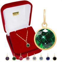 Pingente Ouro 18k Ponto De Luz Zircônia 6mm