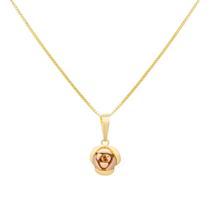 Pingente Ouro 18k Rosa Palmeirão 2 Cores Espelhada G009