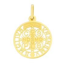 PINGENTE OURO 18k SÃO BENTO VAZADO devoção católica