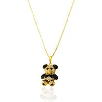 Pingente Ouro 18k Urso Ursinho Panda Com Zircônias P754