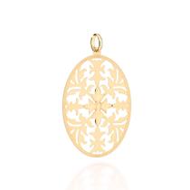Pingente oval trabalhado folheado a ouro 542727 Rommanel Pingente oval trabalhado folheado a ouro 542727 Rommanel