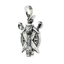 Pingente Oxaguian Escudo Espada Pilão, Prata 925