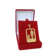 Pingente Pai meu Herói - Pai e Filha Folheado a Ouro 18k