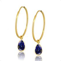 Pingente para Brinco em Ouro 18k Gota 8mm Azul Safira