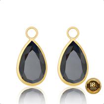 Pingente para Brinco em Ouro 18k Gota 8mm Preta