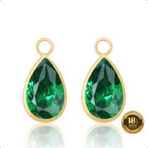 Pingente para Brinco em Ouro 18k Gota 8mm Verde