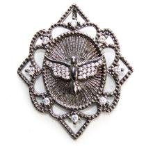 Pingente Para Colar Espírito Santo Bijuteria Amuleto Da Sorte Grafite Prata