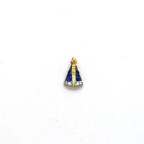 Pingente Para Colar Ouro 18k Nossa Senhora com Pedras Azuis e Brancas k040