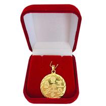 Pingente Patuá Medalha Da Sorte Fortuna Sorte Felicidade Folheada a Ouro 18k Semijoia