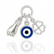 Pingente Patuá Olho Grego Figa Trevo Prata Legitima 925 Pingente Patuá Olho Grego Figa Trevo Prata Legitima 925