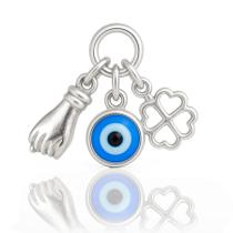 Pingente Patuá Olho Grego Figa Trevo Prata Legitima 925 Pingente Patuá Olho Grego Figa Trevo Prata Legitima 925