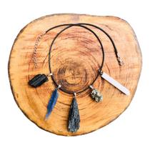 Pingente Pedra Natural Bruta 5 Unidades + Cordão